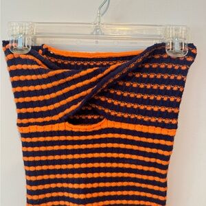 Striped Orange and Navy Knit Top